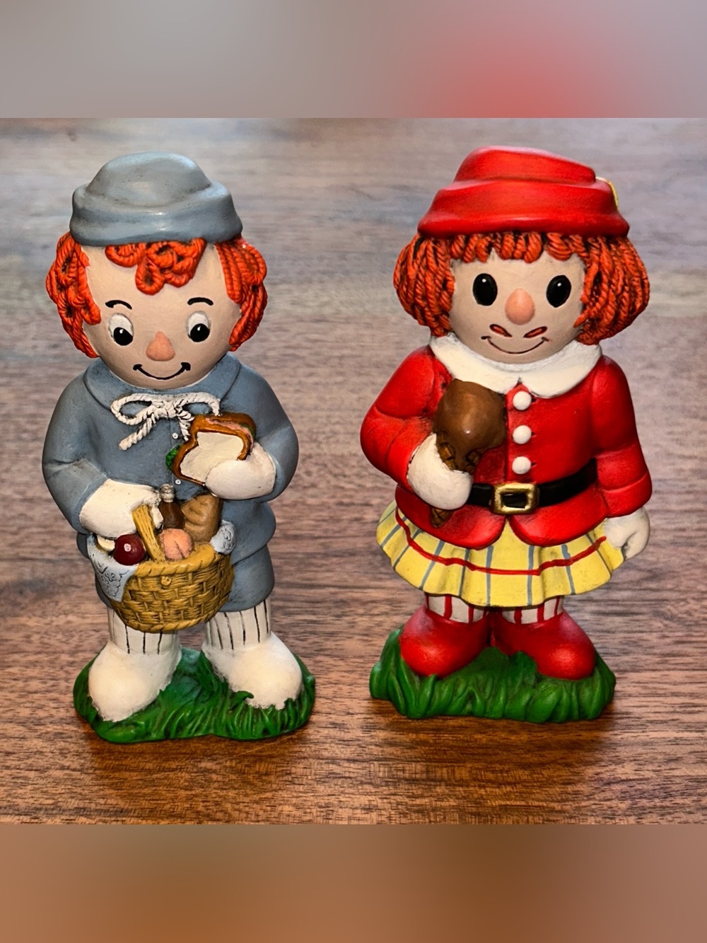 Vintage 1974/75 The Bobbs-Merrill Co Duncan ceramic Ragedy Ann & Andy figurines